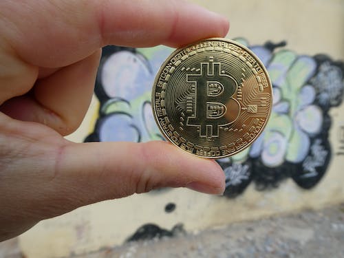 bitcoin in hands